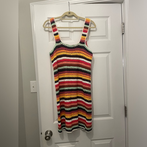 NEW MARINE LAYER CROCHET KNIT TANK SOFT COTTON BLEND RAINBOW DRESS MEDIUM M NWT - Picture 7 of 9